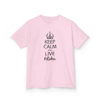 Gildan 5000B | Kids’ "Keep Calm and Live Aloha" Premium Cotton T-Shirt – Comfortable Summer Tee