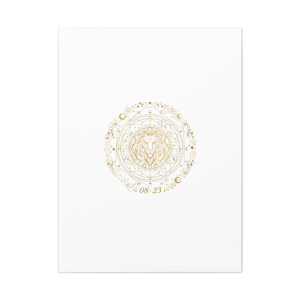 Gold Leo Zodiac Canvas, Astrological Constellation Art | Metallic Lion Wall Art