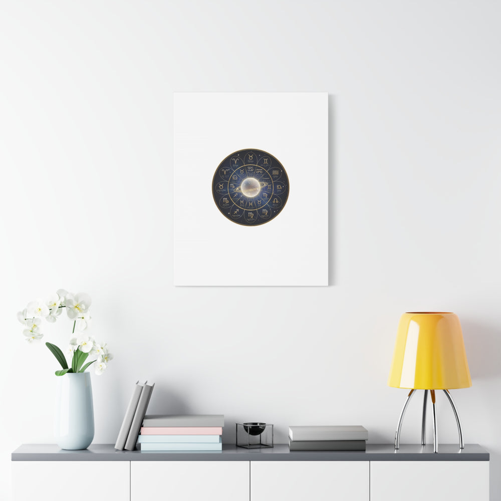 Zodiac Constellation Wheel Canvas, Astrology Art Print | Gold Foil Galaxy