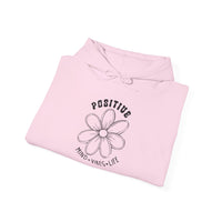 Gildan 18500 | Unisex "Positive Mind Vibes Life" Flower Hoodie – Minimalist Daisy Graphic – Premium Soft Fleece Motivational Pullover