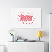 Besties Forever Canvas | Galentine’s Friendship Wall Art, Pink Confetti