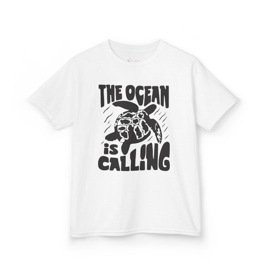 Gildan 5000B | Kids' Sea Turtle Adventure T-Shirt - "The Ocean is Calling" Graphic Tee