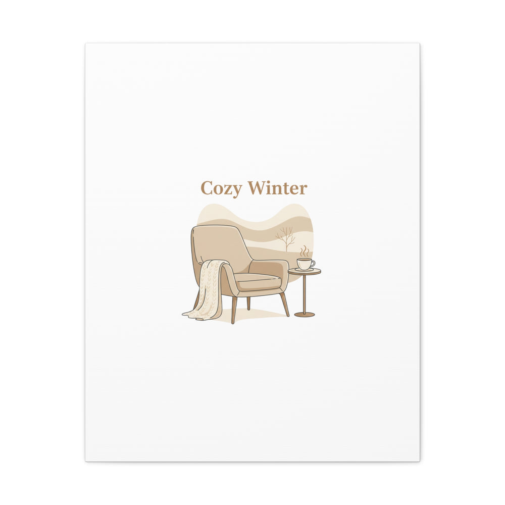Cozy Winter minimal line art Canvas | Slow Life, soft life neutral wall decor
