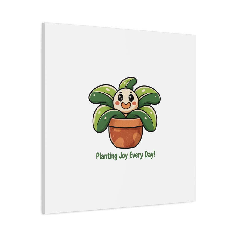 Planting Joy Every Day Canvas | Plant Parent Pun, Sage Cream Botanical Art