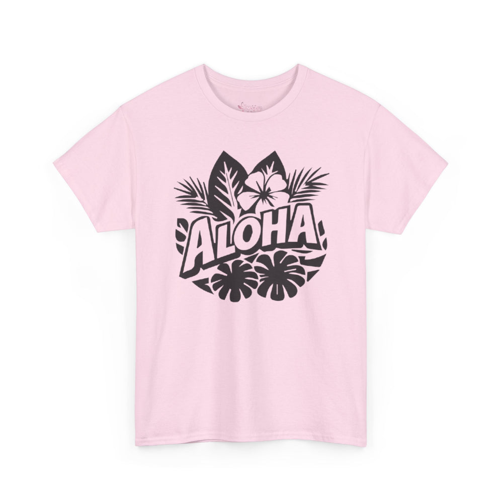 Gildan 5000 | Aloha Floral Hibiscus T-Shirt - Tropical Botanical Graphic Tee - Hawaiian Summer Aesthetic Shirt