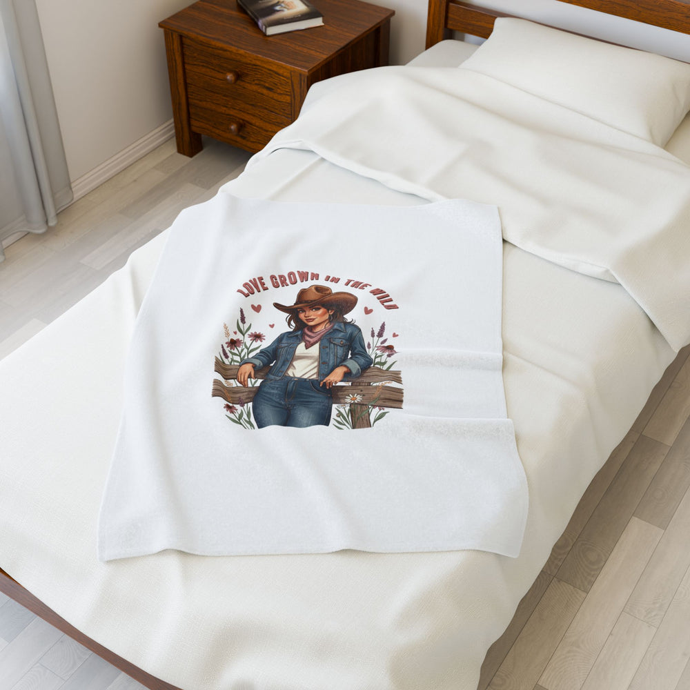 Cowgirl Love Illustration Velveteen Blanket | Western Valentine, Vintage Badge