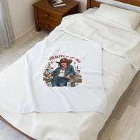 Cowgirl Love Illustration Velveteen Blanket | Western Valentine, Vintage Badge