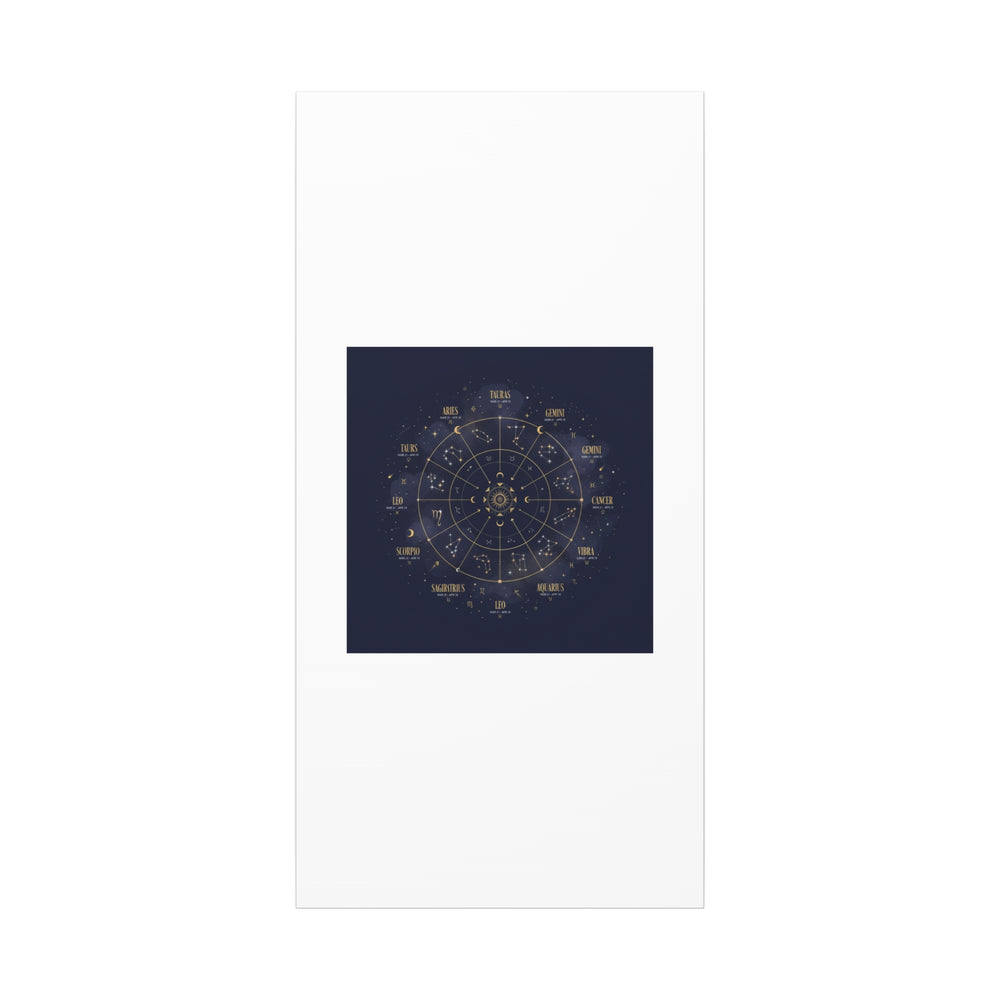 Gold Zodiac Wheel Canvas | Astrology Constellation Art, Cosmic Wall Print