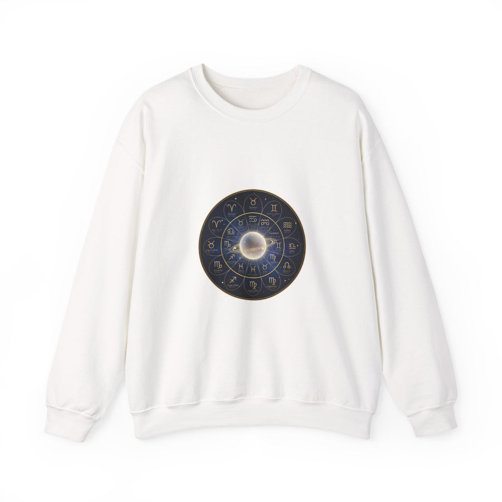 Zodiac Wheel Constellation Crewneck Sweatshirt | Astrology Cosmic Metallic