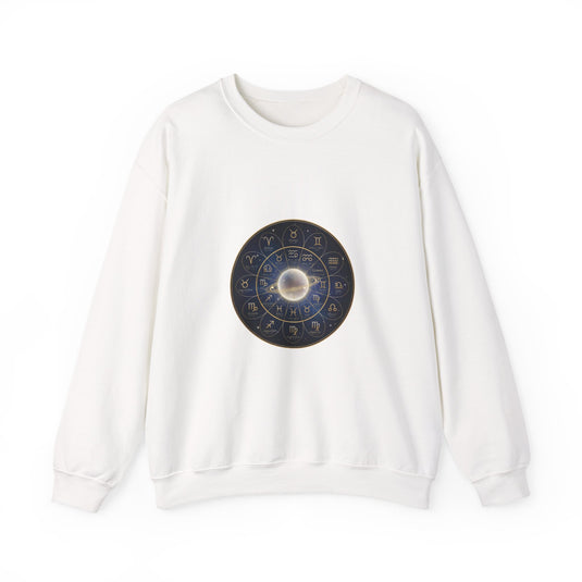 Zodiac Wheel Constellation Crewneck Sweatshirt | Astrology Cosmic Metallic