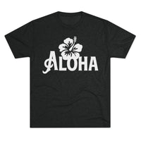 Next Level 6010 | Unisex Vintage Aloha Hibiscus Unisex Tri-Blend Tee – Retro Beach Vibes