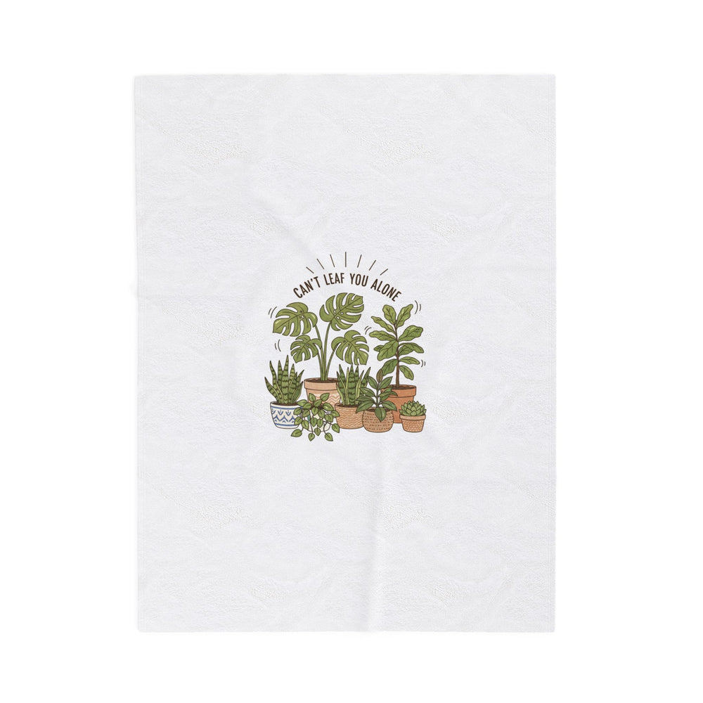 Don’t Leaf You Alone Velveteen Plush Blanket | Plant Parent Humor, Sage Cream Palette