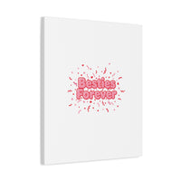 Besties Forever Canvas | Galentine’s Friendship Wall Art, Pink Confetti