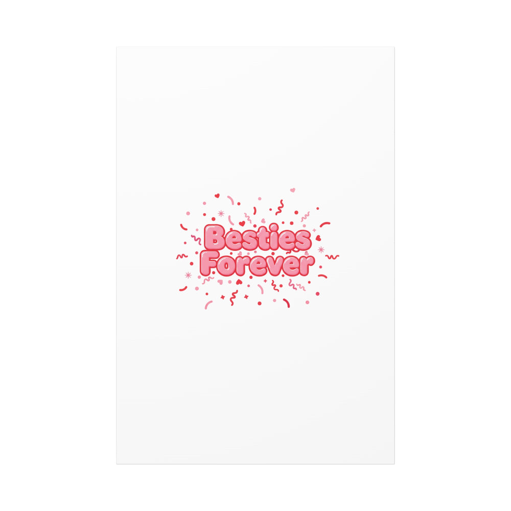 Besties Forever Canvas | Galentine’s Friendship Wall Art, Pink Confetti