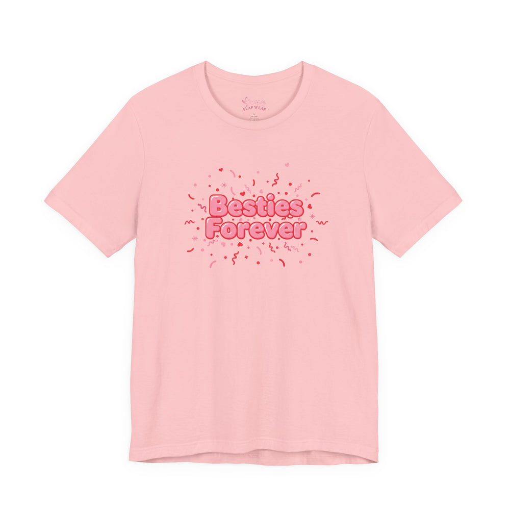Bella+Canvas3001 | Besties Forever Tee | Galentine’s Friendship Shirt, Pink Chunky Type