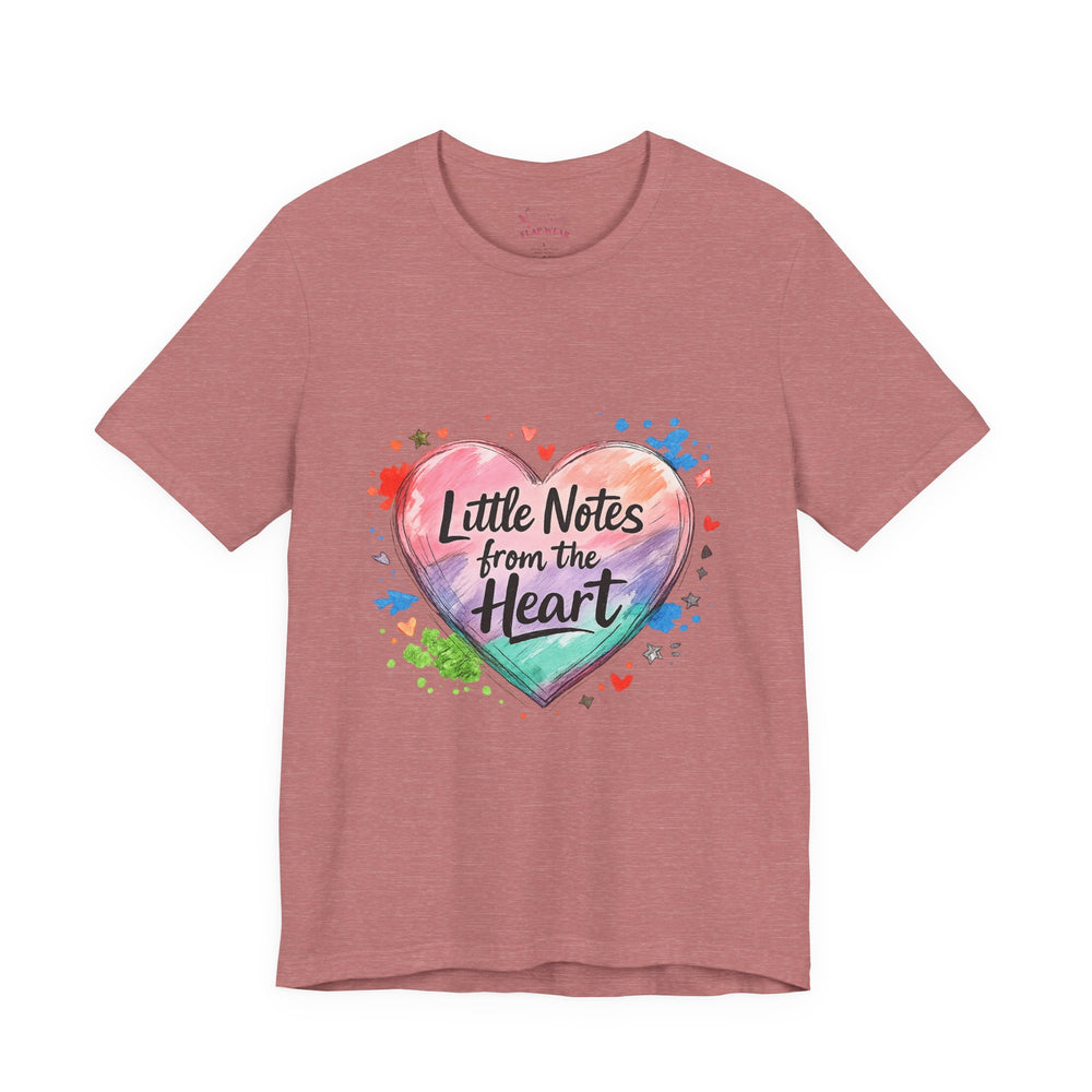 Bella+Canvas 3001 | "Little Notes from the Heart" Heart-Shaped Aesthetic T-Shirt | Little Notes from the Heart Tee | hand‑drawn marker effect, doodle art