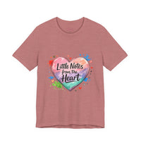 Bella+Canvas 3001 | "Little Notes from the Heart" Heart-Shaped Aesthetic T-Shirt | Little Notes from the Heart Tee | hand‑drawn marker effect, doodle art