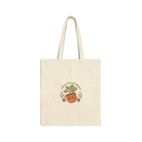 Plant Parent Pun Tote, Cotton Canvas, Sage Cream Botanical Doodle