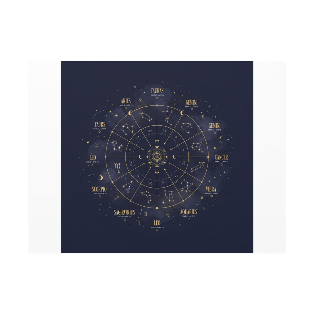 Gold Zodiac Wheel Canvas | Astrology Constellation Art, Cosmic Wall Print