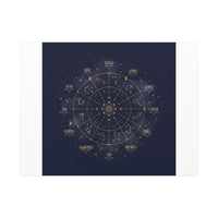 Gold Zodiac Wheel Canvas | Astrology Constellation Art, Cosmic Wall Print