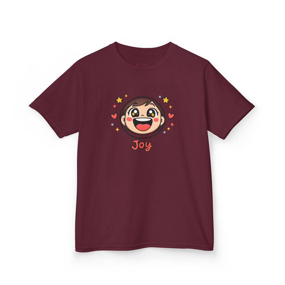 Gildan 5000B | "Joy" Sparkle Character Kids' Tee | Fun & Comfortable Youth T-Shirt | Kids T‑Shirt — Cute Smiling Character "Joy" Graphic