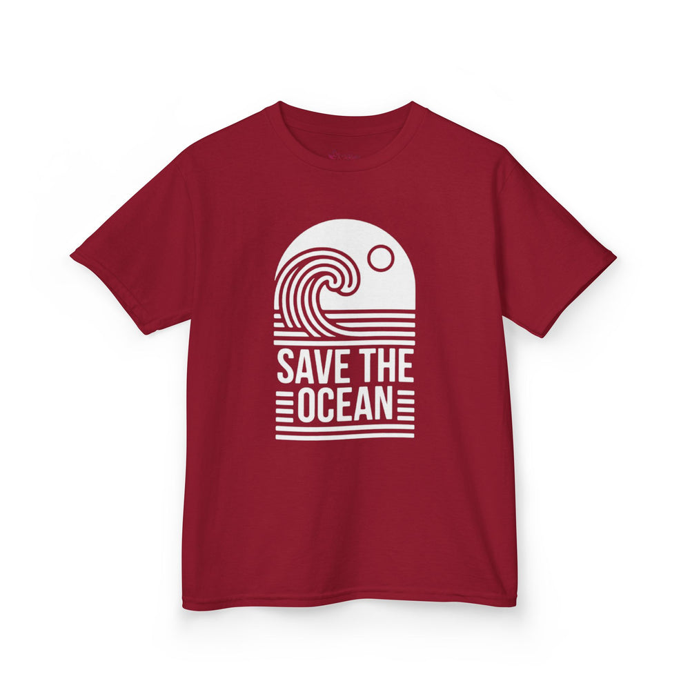 Gildan 5000B | Kids' Save the Ocean Eco-Graphic T-Shirt | Soft Cotton Ocean Wave Tee