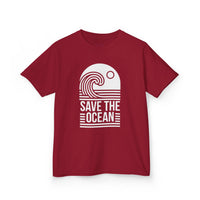 Gildan 5000B | Kids' Save the Ocean Eco-Graphic T-Shirt | Soft Cotton Ocean Wave Tee