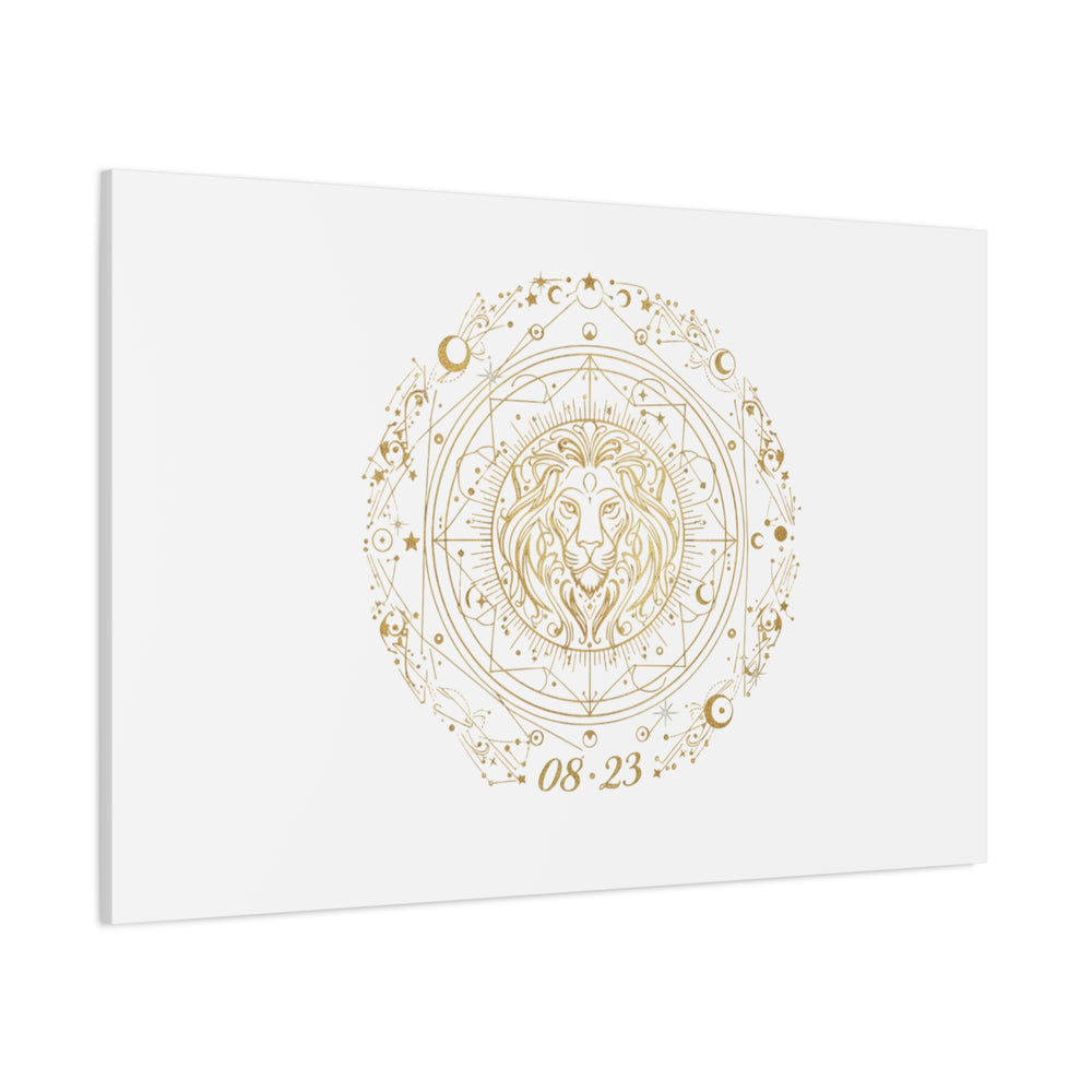 Gold Leo Zodiac Canvas, Astrological Constellation Art | Metallic Lion Wall Art