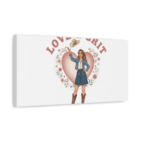 Love & Grit Canvas, Western Valentine Cowgirl Heart Poster | Cowboy Valentine