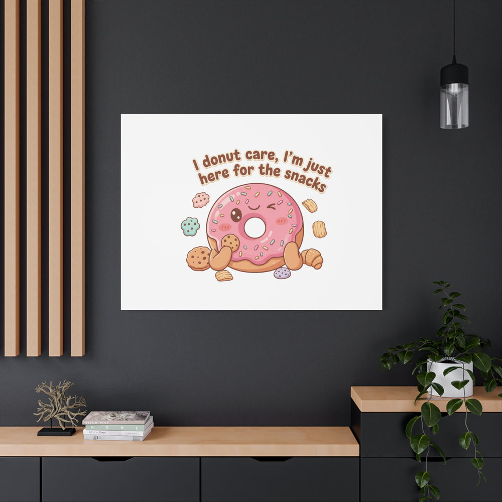 Donut Snacks Pun Canvas | Food & Snack Humor, Cozy Kawaii Art