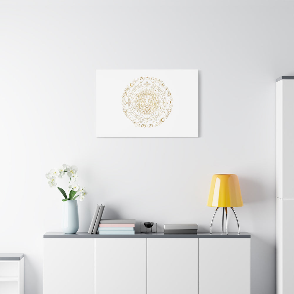 Gold Leo Zodiac Canvas, Astrological Constellation Art | Metallic Lion Wall Art