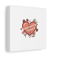 Independently Unloved Heart Print Canvas | Anti Valentine, Single Humor