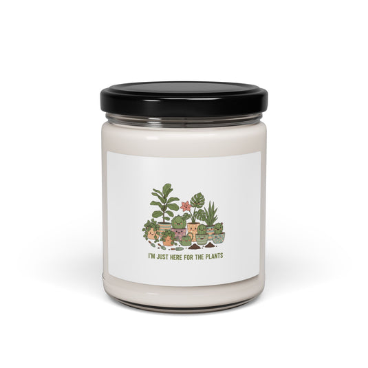 I’m Just Here for the Plants Soy Candle | Plant Parent Pun, Sage Cream