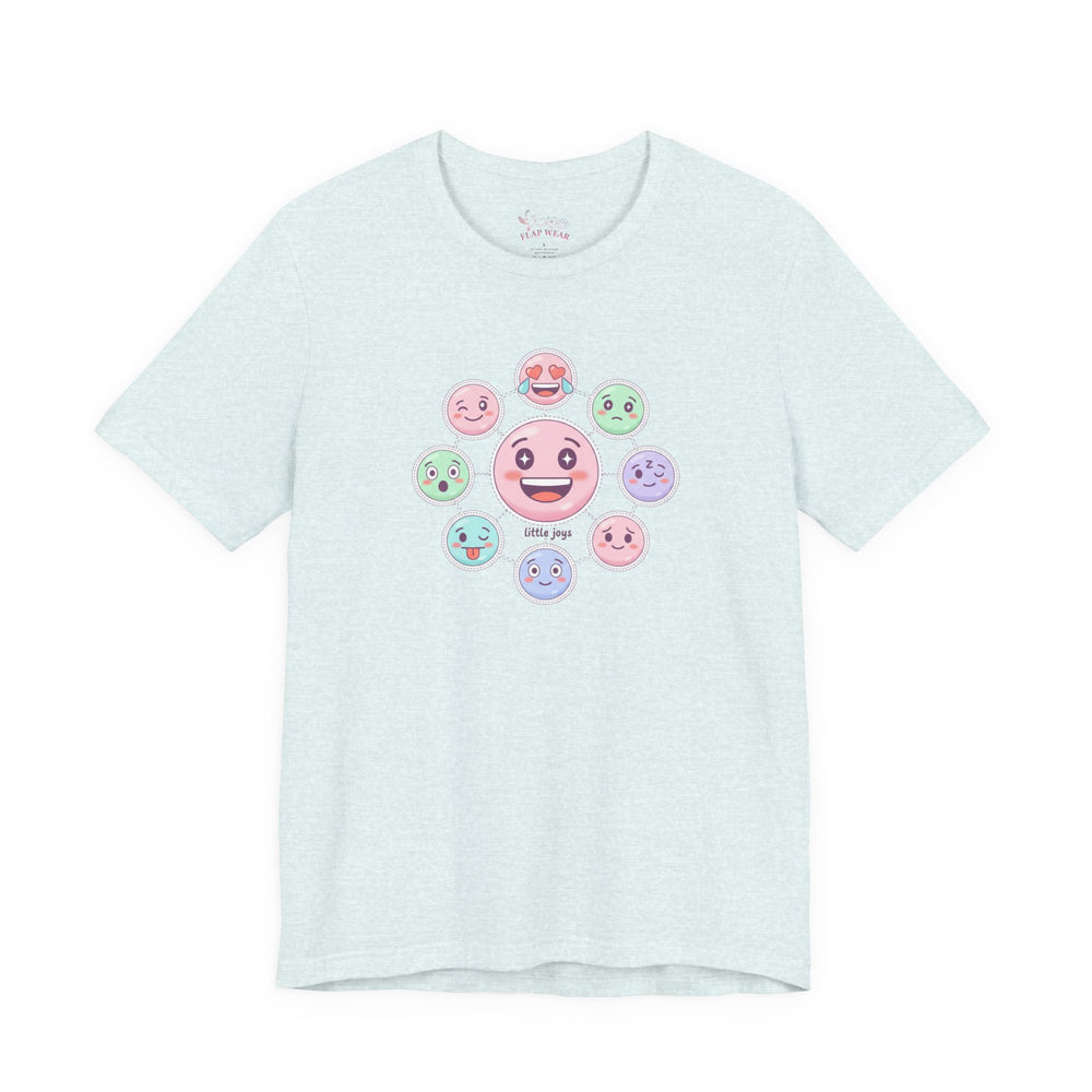 Bella+Canvas3001 | Hand-Drawn Emoticon Pattern Tee | Cute Emoji Sticker Repeat Print