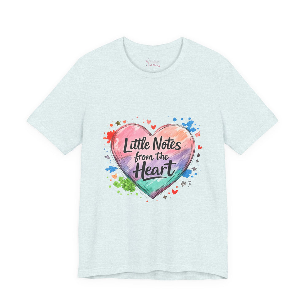 Bella+Canvas 3001 | "Little Notes from the Heart" Heart-Shaped Aesthetic T-Shirt | Little Notes from the Heart Tee | hand‑drawn marker effect, doodle art