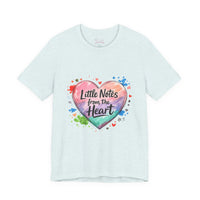 Bella+Canvas 3001 | "Little Notes from the Heart" Heart-Shaped Aesthetic T-Shirt | Little Notes from the Heart Tee | hand‑drawn marker effect, doodle art