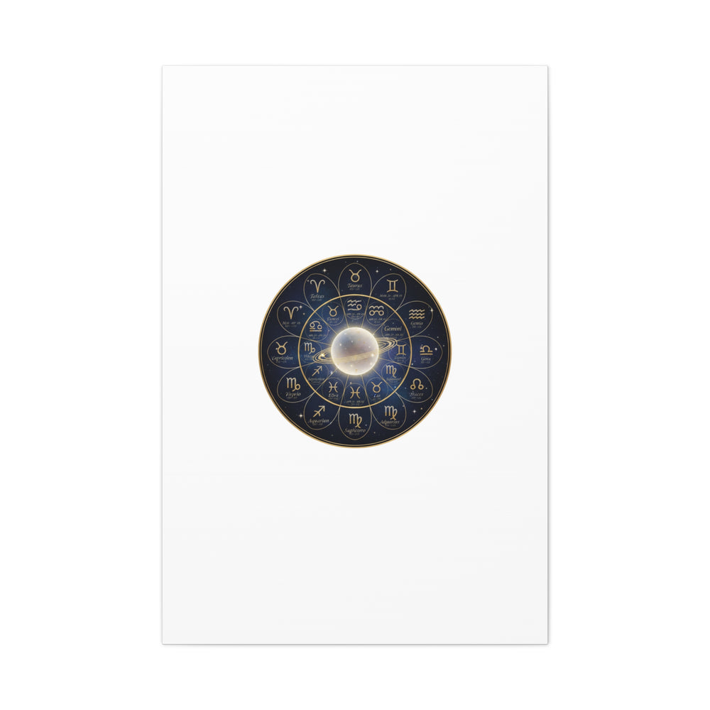 Zodiac Constellation Wheel Canvas, Astrology Art Print | Gold Foil Galaxy