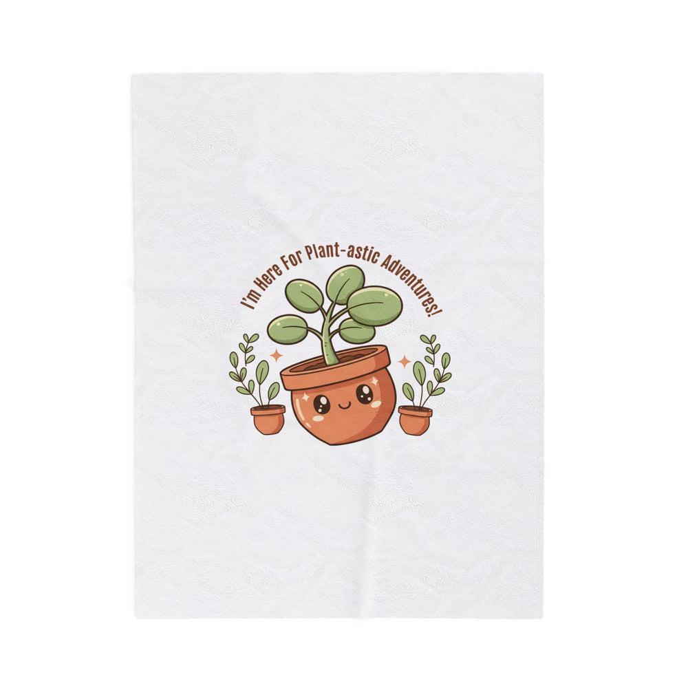 Plant-astic Adventure Plush Blanket | Plant Parent Humor, Sage Cream