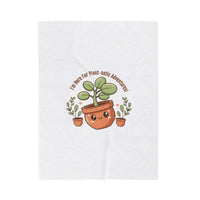 Plant-astic Adventure Plush Blanket | Plant Parent Humor, Sage Cream