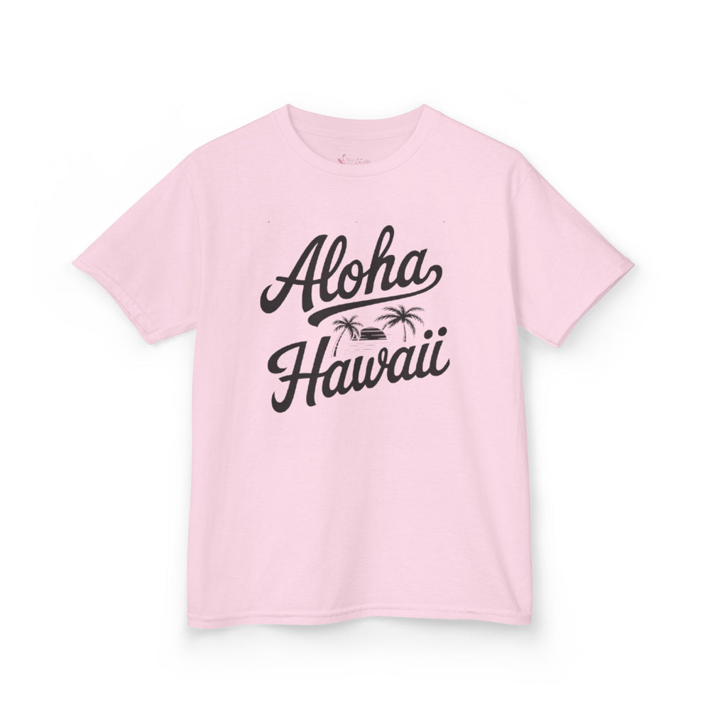 Gildan 5000B | Kids’ Tropical Vibes "Aloha Hawaii" Graphic Tee – Soft Cotton Summer T-Shirt