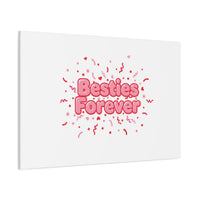 Besties Forever Canvas | Galentine’s Friendship Wall Art, Pink Confetti