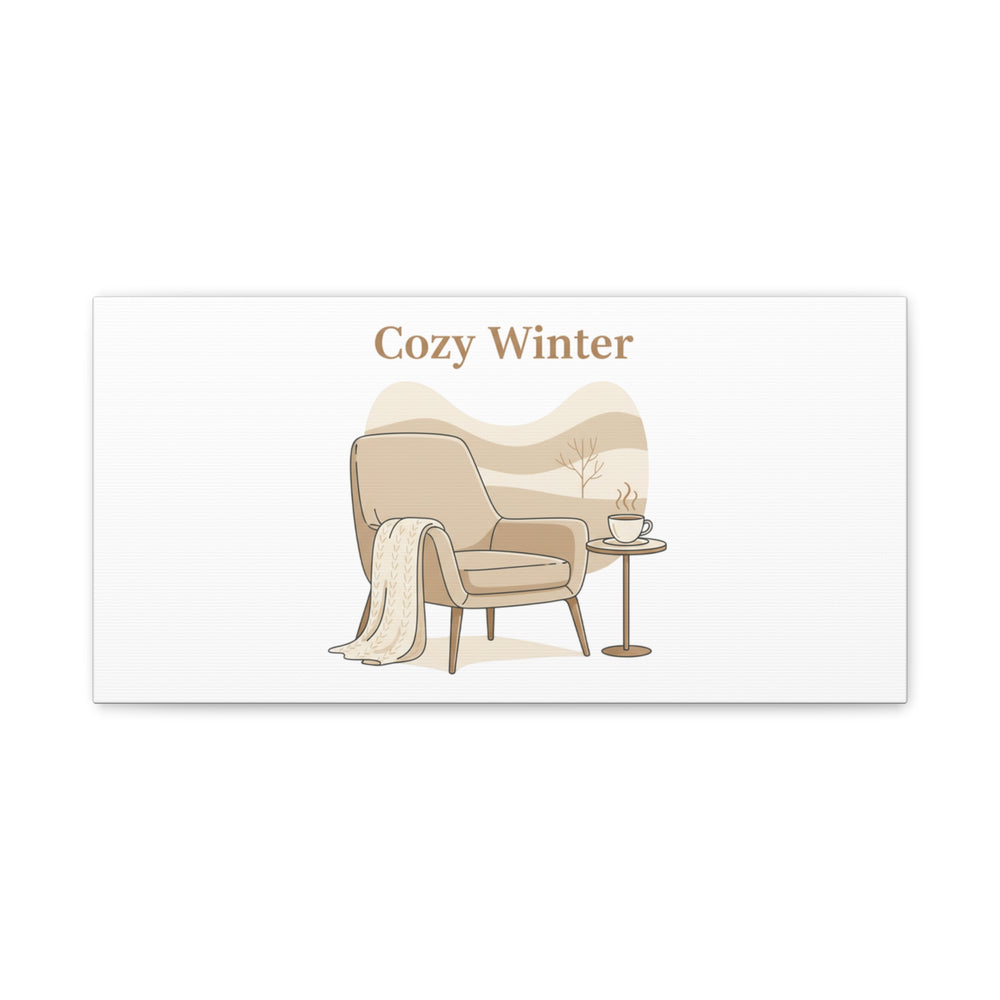 Cozy Winter minimal line art Canvas | Slow Life, soft life neutral wall decor