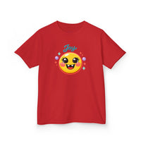 Gildan 5000B | Kids’ "Joy" Smiley Face Tee – Vibrant Graphic Cotton T-Shirt | Joyful Smiley Kids’ T-Shirt – Unisex Summer Apparel | Joy Graphic Tee for Kids – Soft Summer Cotton T-Shirt