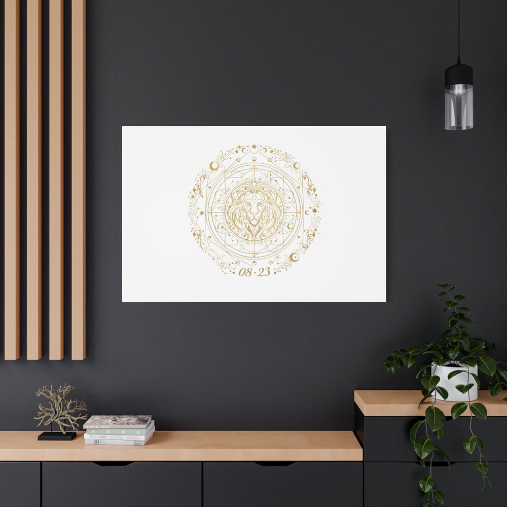 Gold Leo Zodiac Canvas, Astrological Constellation Art | Metallic Lion Wall Art