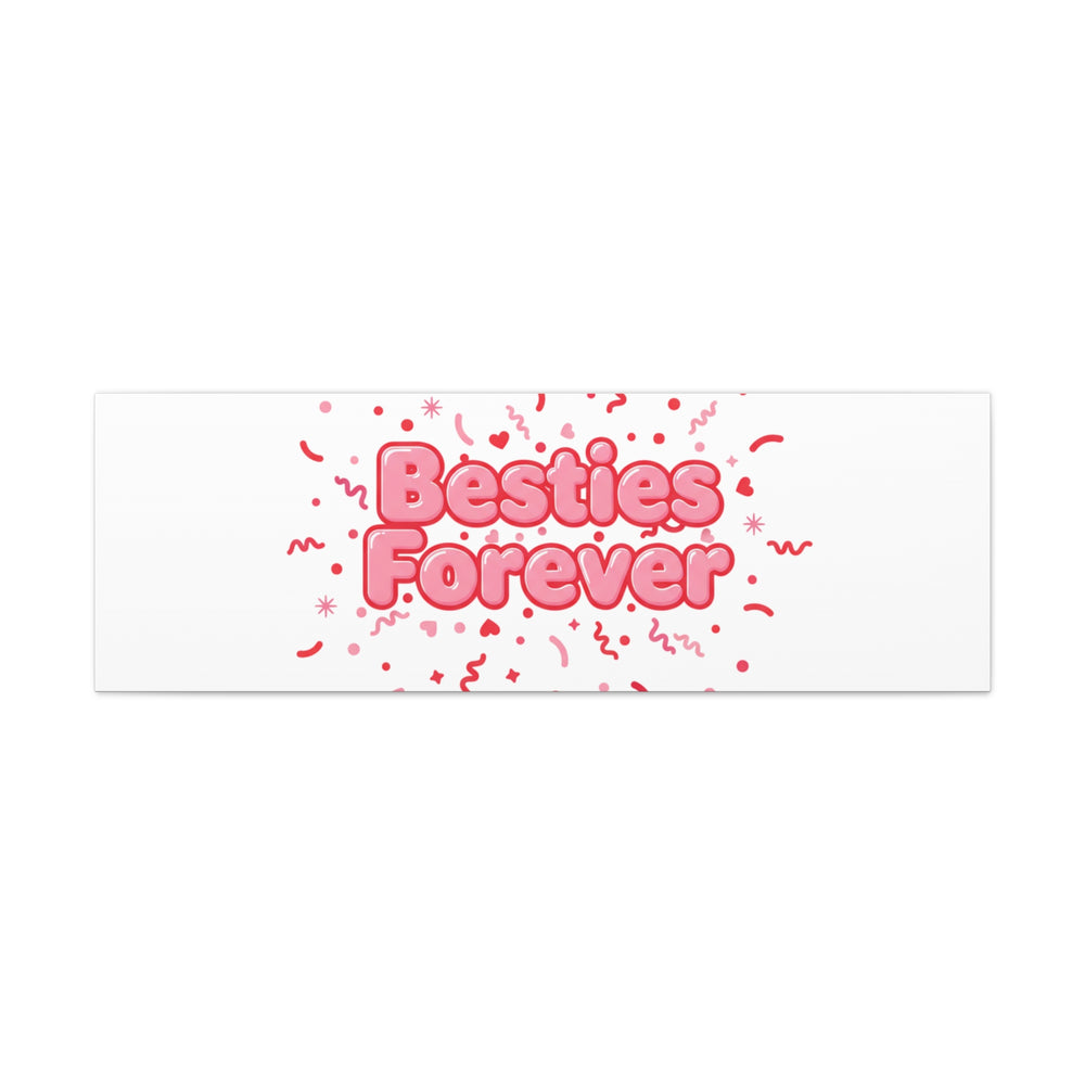 Besties Forever Canvas | Galentine’s Friendship Wall Art, Pink Confetti