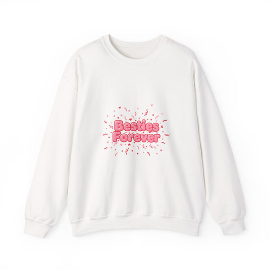 Besties Forever Sweatshirt | Galentine's Friendship Crewneck, Pink Chunky Type