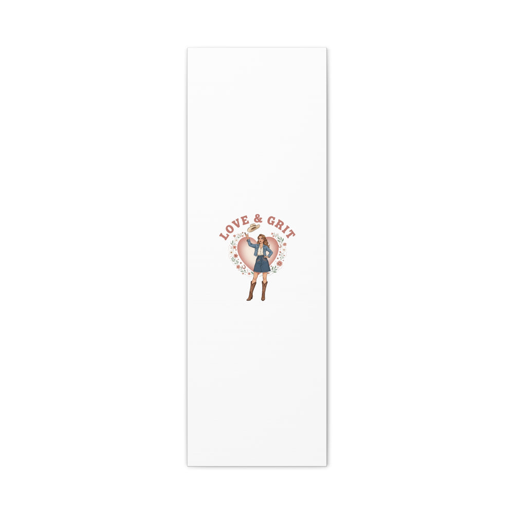 Love & Grit Canvas, Western Valentine Cowgirl Heart Poster | Cowboy Valentine