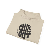 Gildan 18500 | Unisex "Chill Out" Retro Graphic Hoodie – Bold Puff Lettering Pullover – Premium Soft Fleece Streetwear