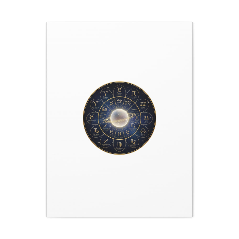 Zodiac Constellation Wheel Canvas, Astrology Art Print | Gold Foil Galaxy