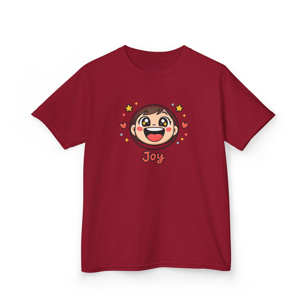 Gildan 5000B | "Joy" Sparkle Character Kids' Tee | Fun & Comfortable Youth T-Shirt | Kids T‑Shirt — Cute Smiling Character "Joy" Graphic